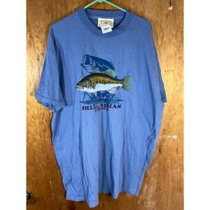 Vintage NWT Field & Stream Sportfishing Shirt XL USA‎ Blue Bass Fish